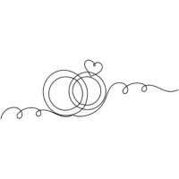 Wedding ring icon single line art, continuous one line drawing of Isolated outline vector icon 7